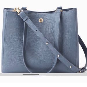 Dagne Dover Allyn Leather Small Tote In Ash Blue NEW
